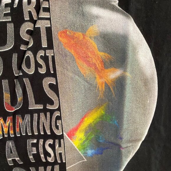 HANES Black T Shirt Short Sleeve with Pink Floyd Band Text and Image Size M - Picture 6 of 8